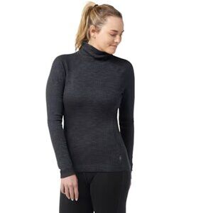 Smartwool, Women's Thermal Merino Rib Turtleneck, Large, Charcoal Heather